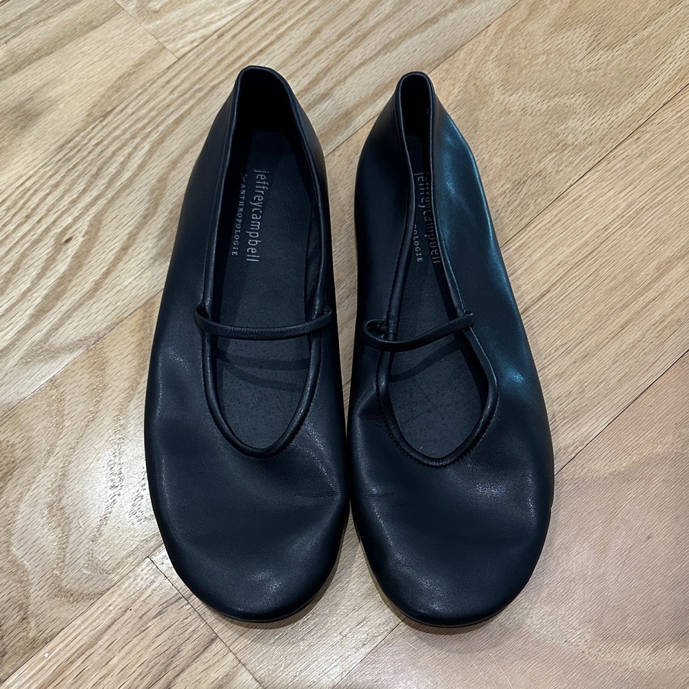 Jeffrey Campbell Black Leather Flats
